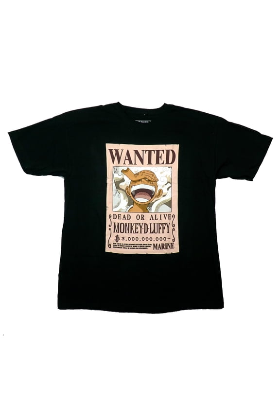 One Piece  Mens T-Shirt - Wanted Gear 5 Monkey D. Luffy White Outline Back