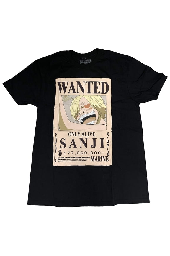 MensT-Shirt - Officially Licensed Sanji Bounty Wanted Poster (Small)