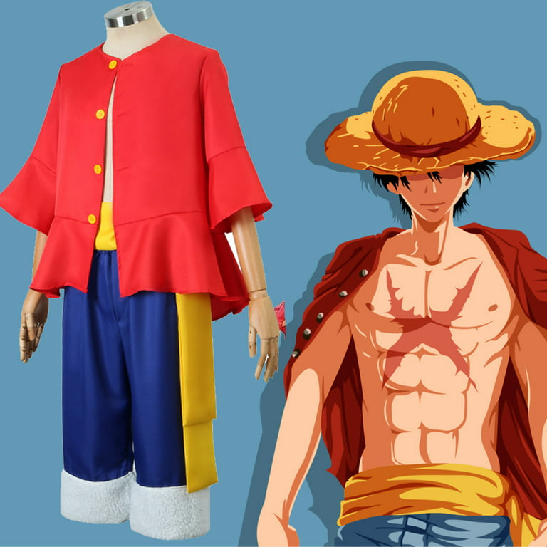 Monkey D. Luffy Cosplay Costume Straw Hats Pirate Outfits Set One Piece  Anime Manga Halloween Adults Fancy Dress