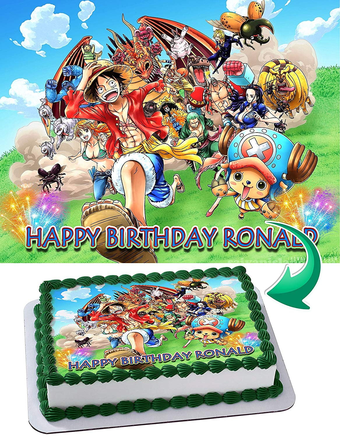 One Piece Monkey D. Luffy King of Pirates Manga Anime Edible Cake Image  Topper Personalized Birthday Party 1/4 Sheet - Walmart.com, image size:1167x1500