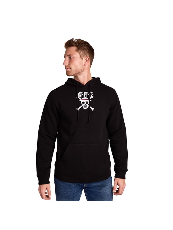 One Piece Monkey D. Luffy Men's Black Long Sleeve Hooded Sweatshirt-Medium