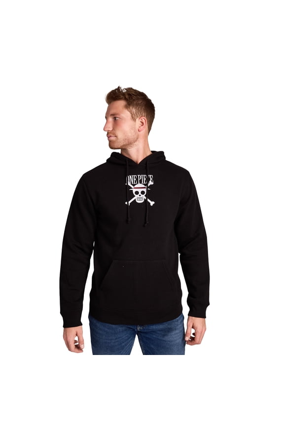 One Piece Monkey D. Luffy Men's Black Long Sleeve Hooded Sweatshirt-Small