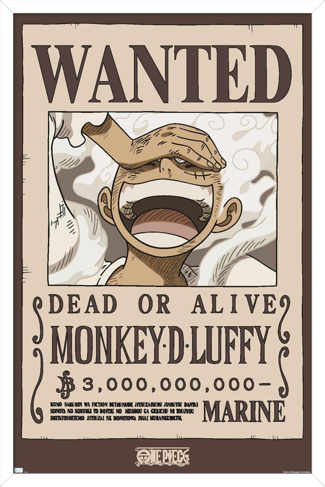One Piece - Monkey D Luffy Wanted Poster Wall Poster, 22.375