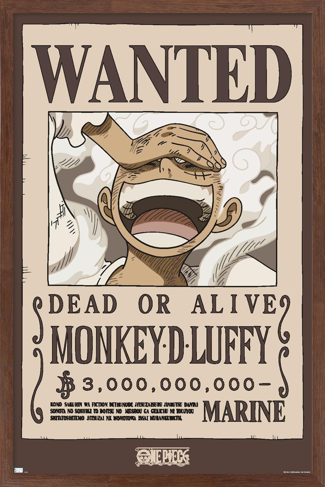 One Piece - Monkey D Luffy Wanted Poster Wall Poster, 22.375" x 34" Framed