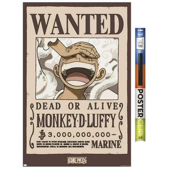 One Piece - Monkey D Luffy Wanted Poster Wall Poster, 22.375" x 34"