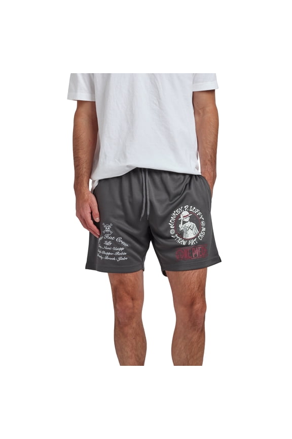One Piece Monkey D Luffy's Straw Hat Crew Men's Gray Lounge Shorts Large