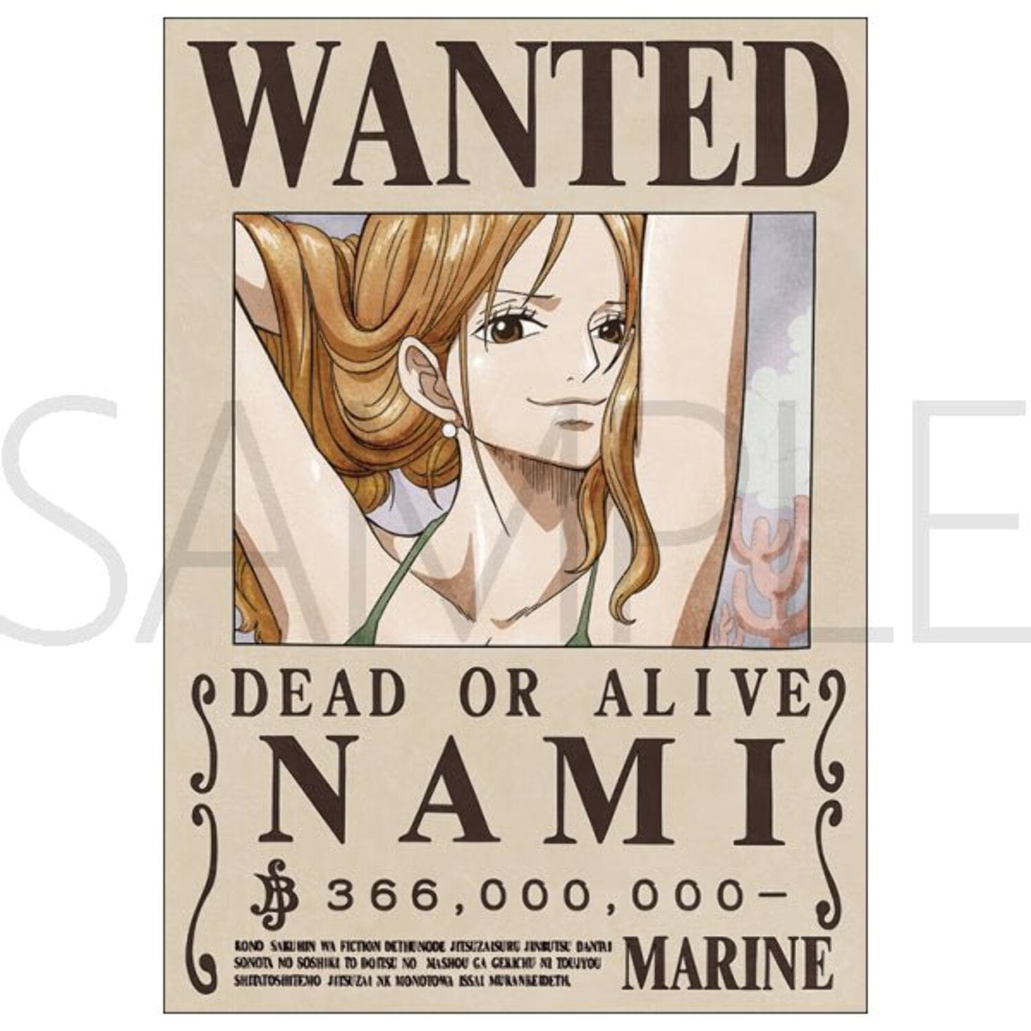 One Piece] Nami 366M Official Japan Mugiwara Wanted Poster