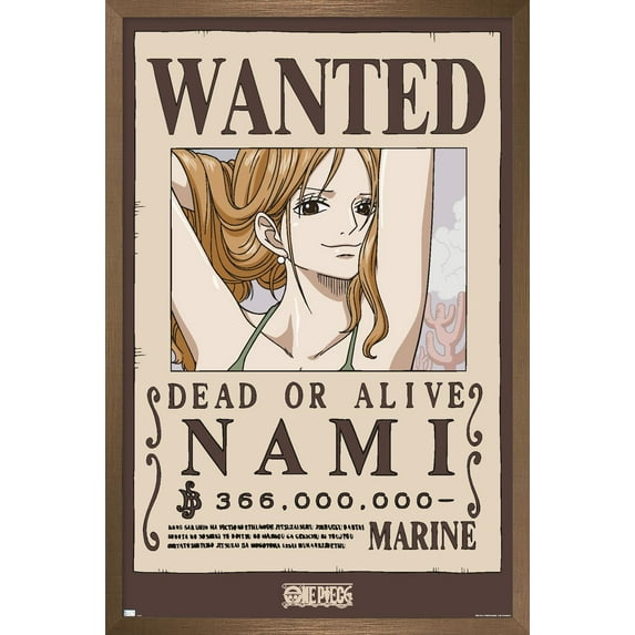 One Piece - Nami Wanted Poster Wall Poster, 14.725" x 22.375" Framed