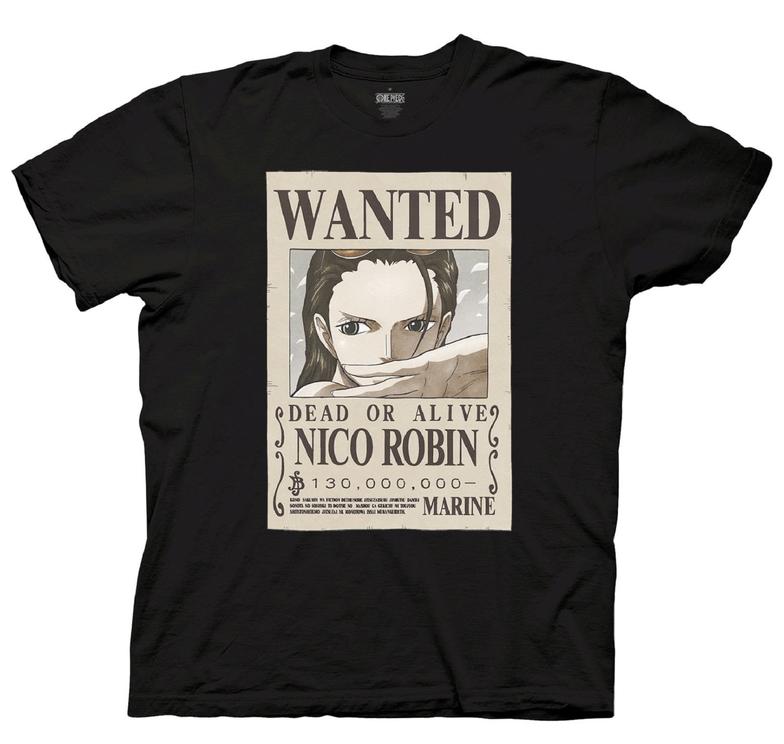 One Piece Nico Robin Full Wanted Poster Anime Adult Unisex T-Shirt