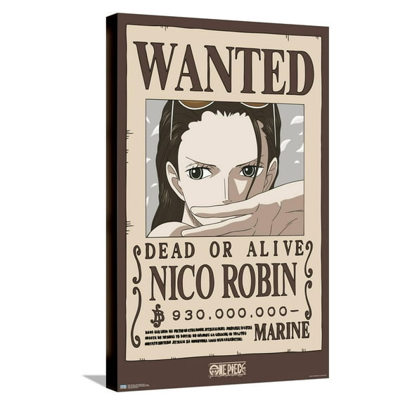 One Piece - Nico Robin Wanted Poster Canvas Wall Poster, 14.725" x 22.375"