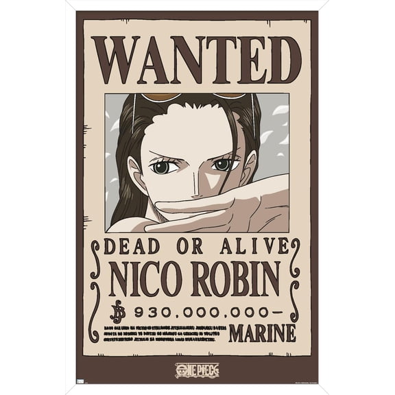 One Piece - Nico Robin Wanted Poster Wall Poster, 14.725" x 22.375" Framed