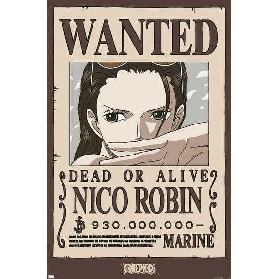 One Piece - Nico Robin Wanted Poster Wall Poster, 14.725" x 22.375"