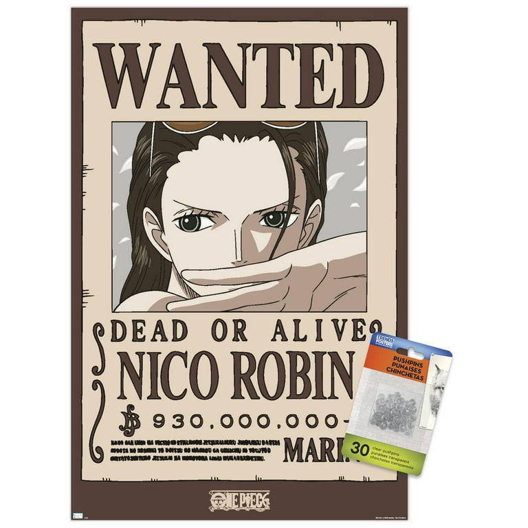 One Piece - Nico Robin Wanted Poster Wall Poster with Push Pins