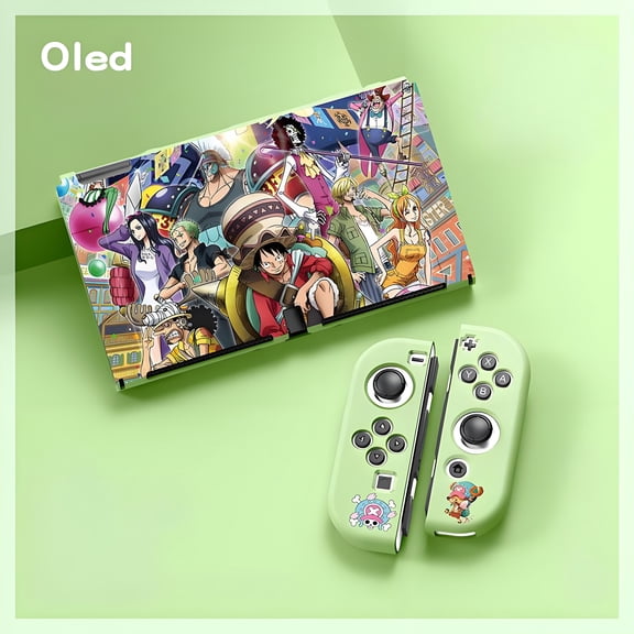 ‌One Piece Nintendo Switch OLED Silicone Case - Soft Protective Cover with Mario Theme, Shockproof, Joy-Con Compatible