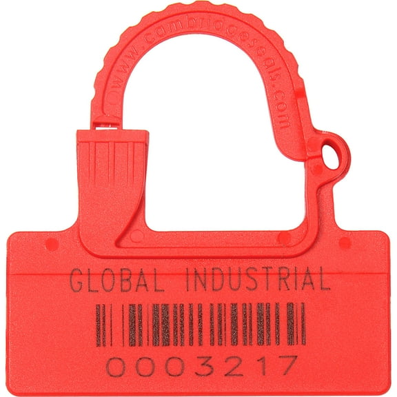 Global Industrial One Piece Padlock Seal, Red, 100/Pack