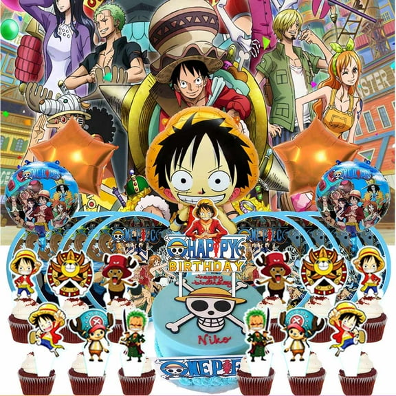 One Piece Party Supplies Decor Tableware Backdrop Banner Cake Topper Balloons Birthday Decorations