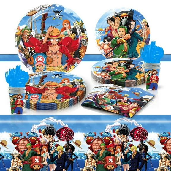 One Piece Party Tableware Set Plates Cup Kit Birthday Supplies Decorations Disposable Dinnerware
