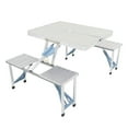 thumbnail image 1 of One Piece Portable Picnic Table Set Made of Aluminum Alloy, Expanded Portable Folding Table and Chair, Outdoor Folding Camping Table and 2 Stools, Folding Picnic Table Bench Set, Silver, 1 of 7