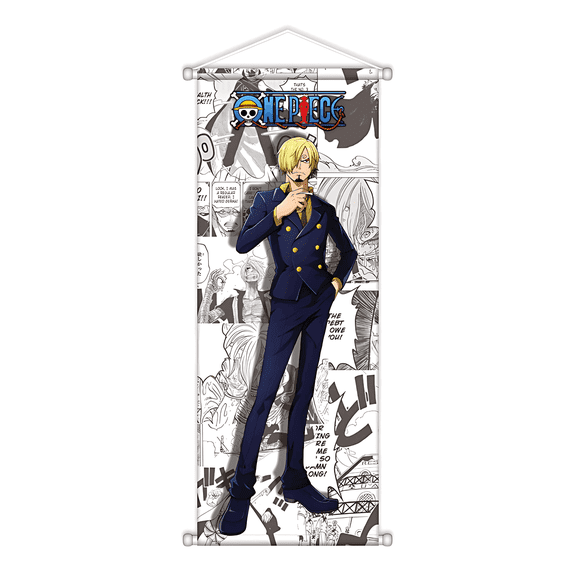 One Piece Poster Anime Hanging Wall Art Artistic Canvas Anime Character Posters with Rods for Living Room Bedroom Decor(28.3x11 In)