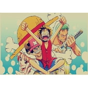 One Piece Poster Wall Poster, Anime Poster 11.8 X 16.5 In, Kraft Paper Retro Poster