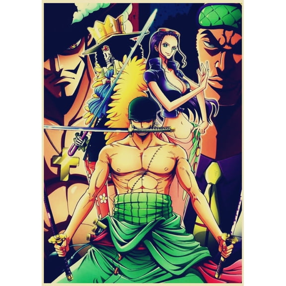 One Piece Poster Wall Poster, Anime Poster 11.8 X 16.5 In, Kraft Paper Retro Poster