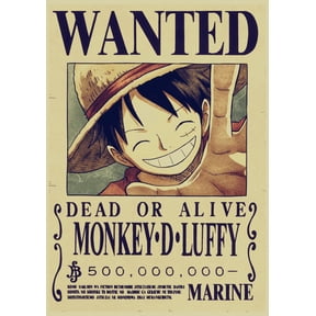 One Piece Poster Wall Poster, Anime Wanted Poster 11.8 X 16.5 In, Kraft Paper Retro Poster