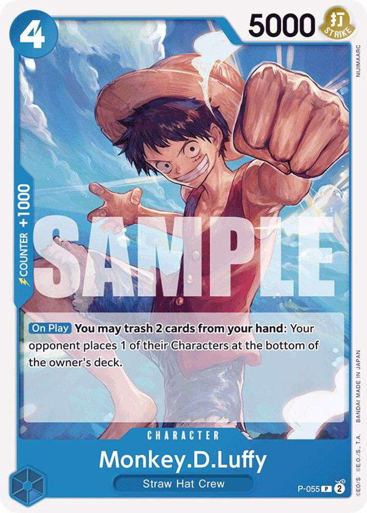 One Piece P-055 Card Luffy - Monkey Promo Game Cards D Art ONE 