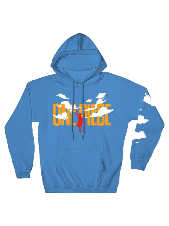 One Piece Puffy Monkey D. Luffy & Clouds - Front Back & Sleeve Print - Licensed Adult Hoodie