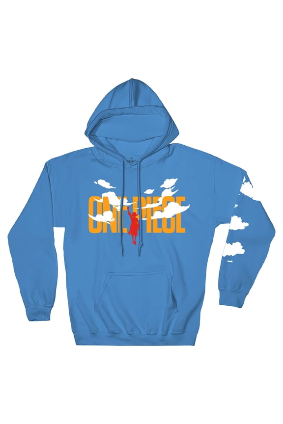 One Piece Puffy Monkey D. Luffy & Clouds - Front Back & Sleeve Print - Licensed Adult Hoodie