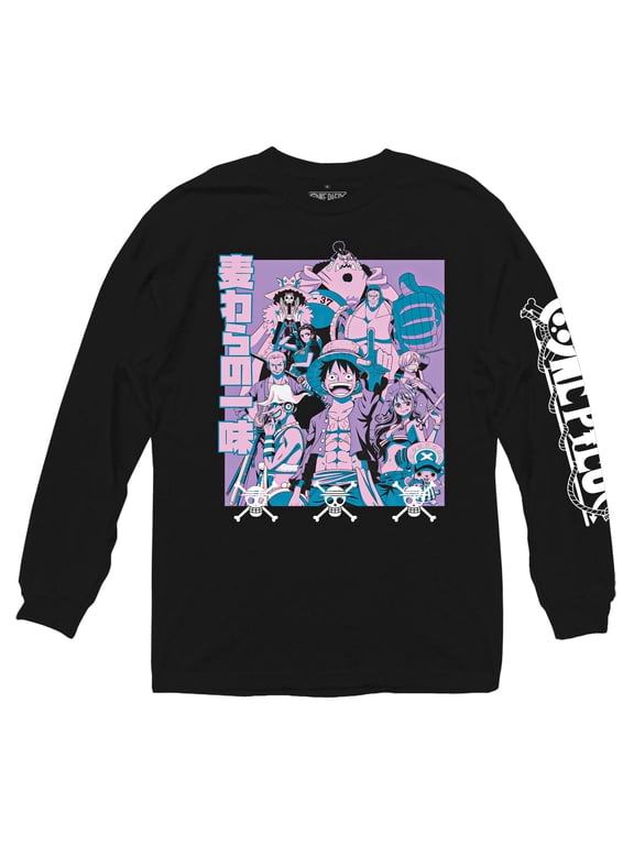 One Piece - Purple and Blue Group Adult Long Sleeve T-Shirt - Black - Officially Licensed