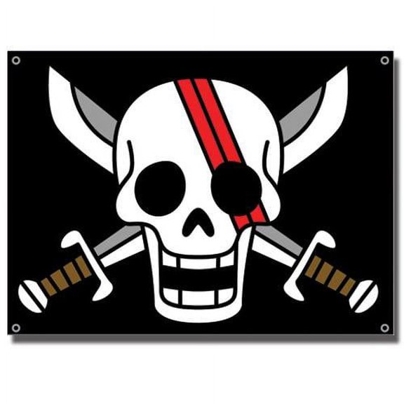 Flag - One Piece - New Shank Logo Sign Pirates Black Anime Licensed ge6469