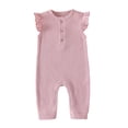 thumbnail image 1 of One Piece Romper For Toddler Crew Neck Button Down Flutter Sleeve Jumpsuits Summer Comfy Breathable Oneise 0-12M (9 Months, Pink), 1 of 6