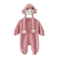 thumbnail image 1 of One Piece Romper For Toddler Fleece Front Zip Long Sleeve Oneise Jumper Furry Comfy Jumpsuit With Cute Hat (3 Months, Pink), 1 of 7