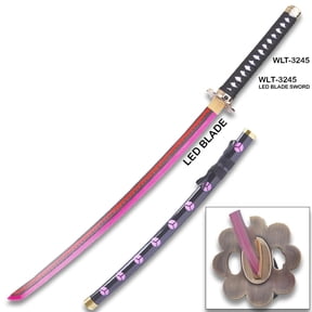 One Piece Roronoa Zoro Shusui Replica Sword LED Light-Up Wood Katana with Red Hamon and Black Scabbard41 in