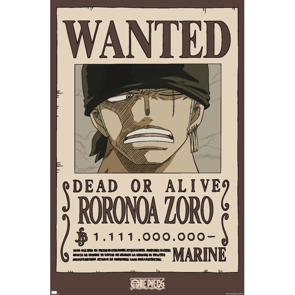 One Piece - Roronoa Zoro Three Wanted Poster Wall Poster, 22.375" x 34"