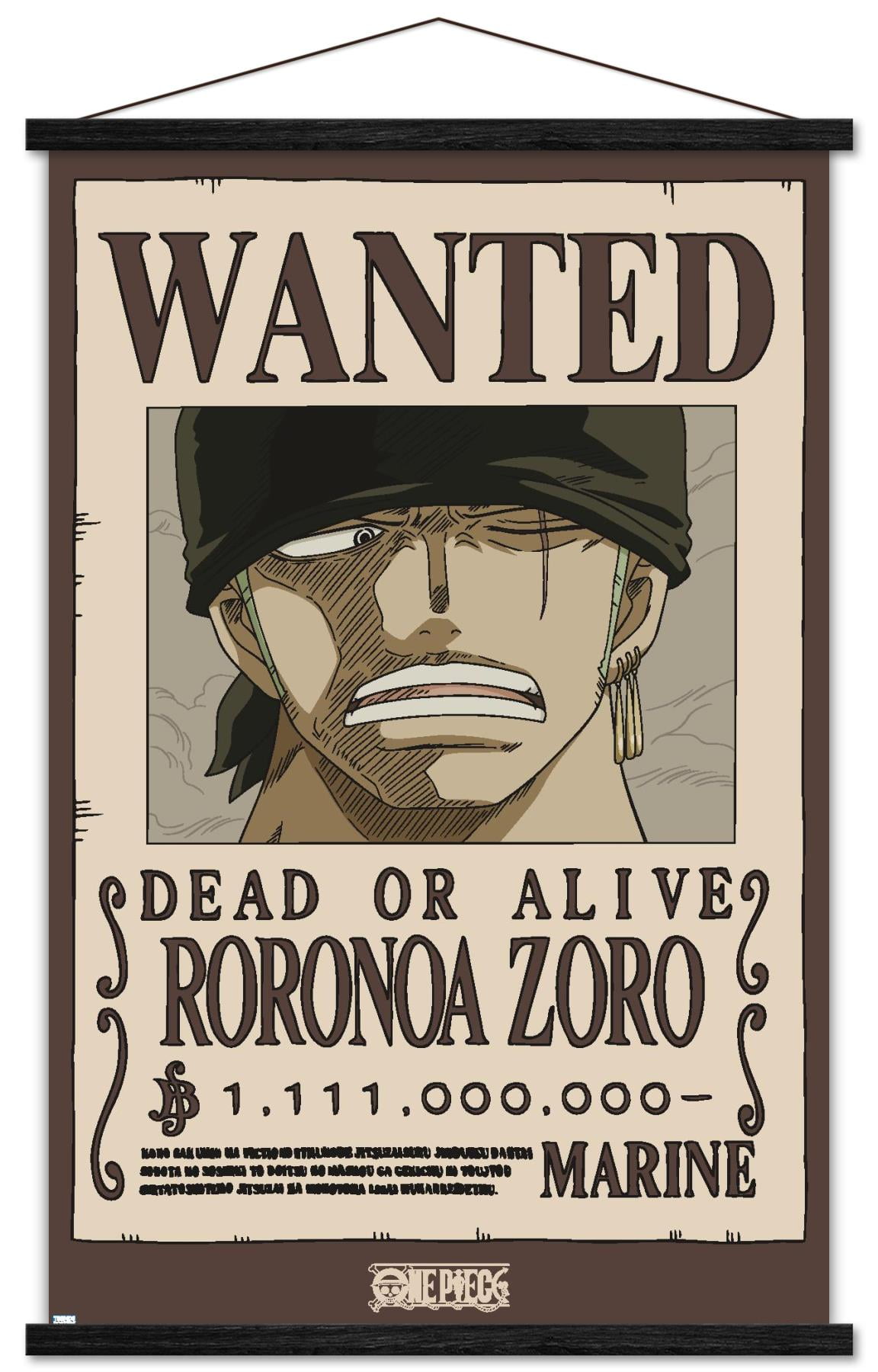 One Piece - Roronoa Zoro Wanted Poster Wall Poster, 14.725