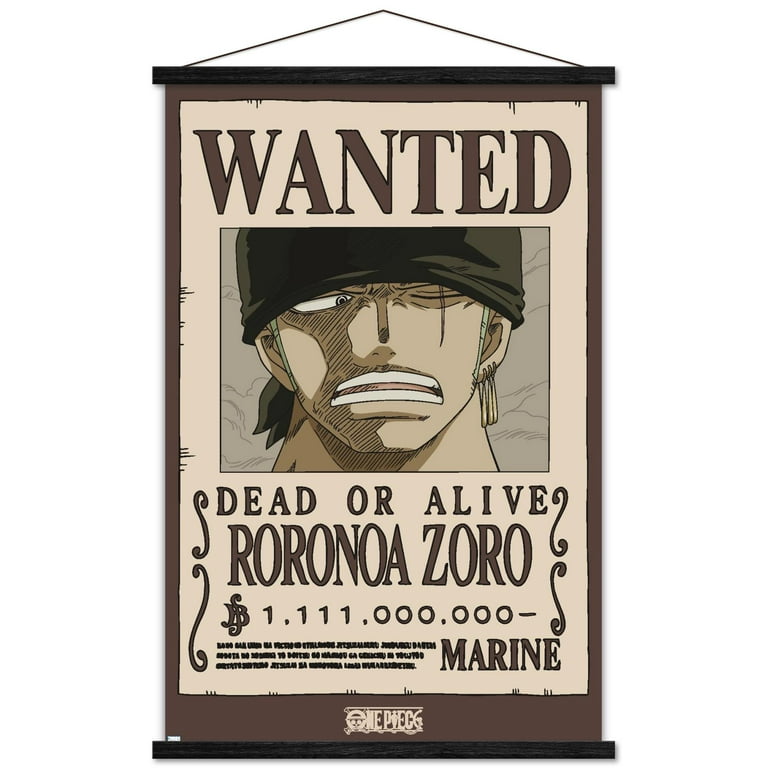 One Piece - Roronoa Zoro Wanted Poster Wall Poster with Magnetic