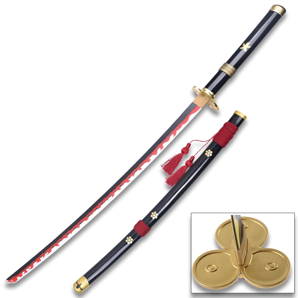 One Piece - Roronoa Zoro's White"Enma" Wood Sword Katana w/Plastic Scabbard