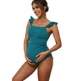 thumbnail image 1 of One Piece Ruffle Maternity Swimsuit Flying Collar Moderate Coverage Bathing Suit for Women Square Neck Swimwear, 1 of 8