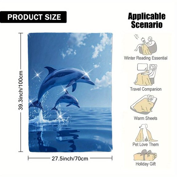 One Piece of a Shimmering Dolphin Patterned Flannel Throw Blanket Soft And Cozy for Use on a Sofa Bed Chair Office Or for Relaxation Perfect for Comfort