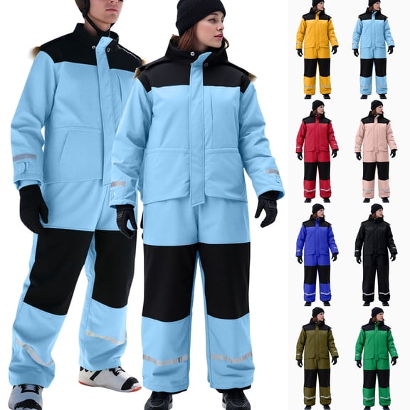 One Piece Ski Suit for Men Women Water Resistant Insulated Snow Jumpsuit Winter Warm Outdoor Outerwear with Pockets