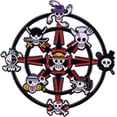 thumbnail image 1 of One Piece Skull Skeleton Sign 2 Inch Enamel Metal Pin, 1 of 1