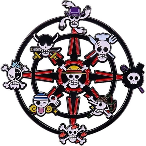 One Piece Skull Skeleton Sign 2 Inch Enamel Metal Pin