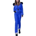 thumbnail image 1 of One Piece Snowsuit Women Waterproof Windproof Ski Suit Outdoor Sports Fur Collar Hooded Jumpsuit Snowsuits Zip up Warm Insulated, 1 of 7