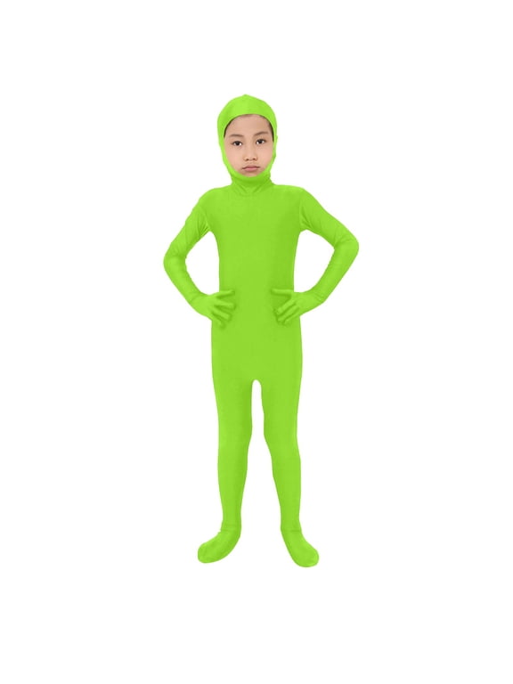 One Piece Spandex Unitard Bodysuit Long Sleeve Mint Green for Kids Ages 10-14, Size XL