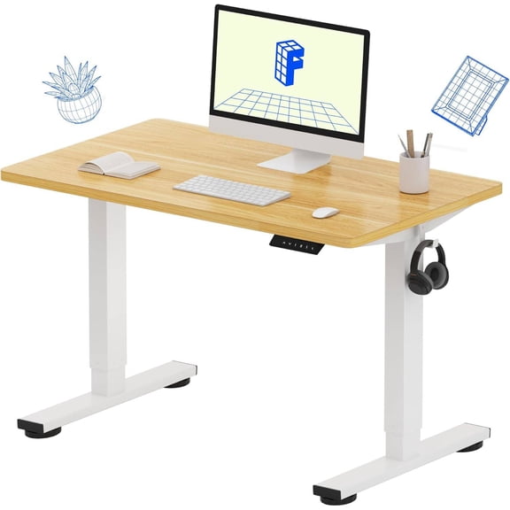 One-Piece Standing Desk, 40" x 24" Seamless Electric Height Adjustable Desk for Home Office & Multi-Monitor Setups, Easy Assembly