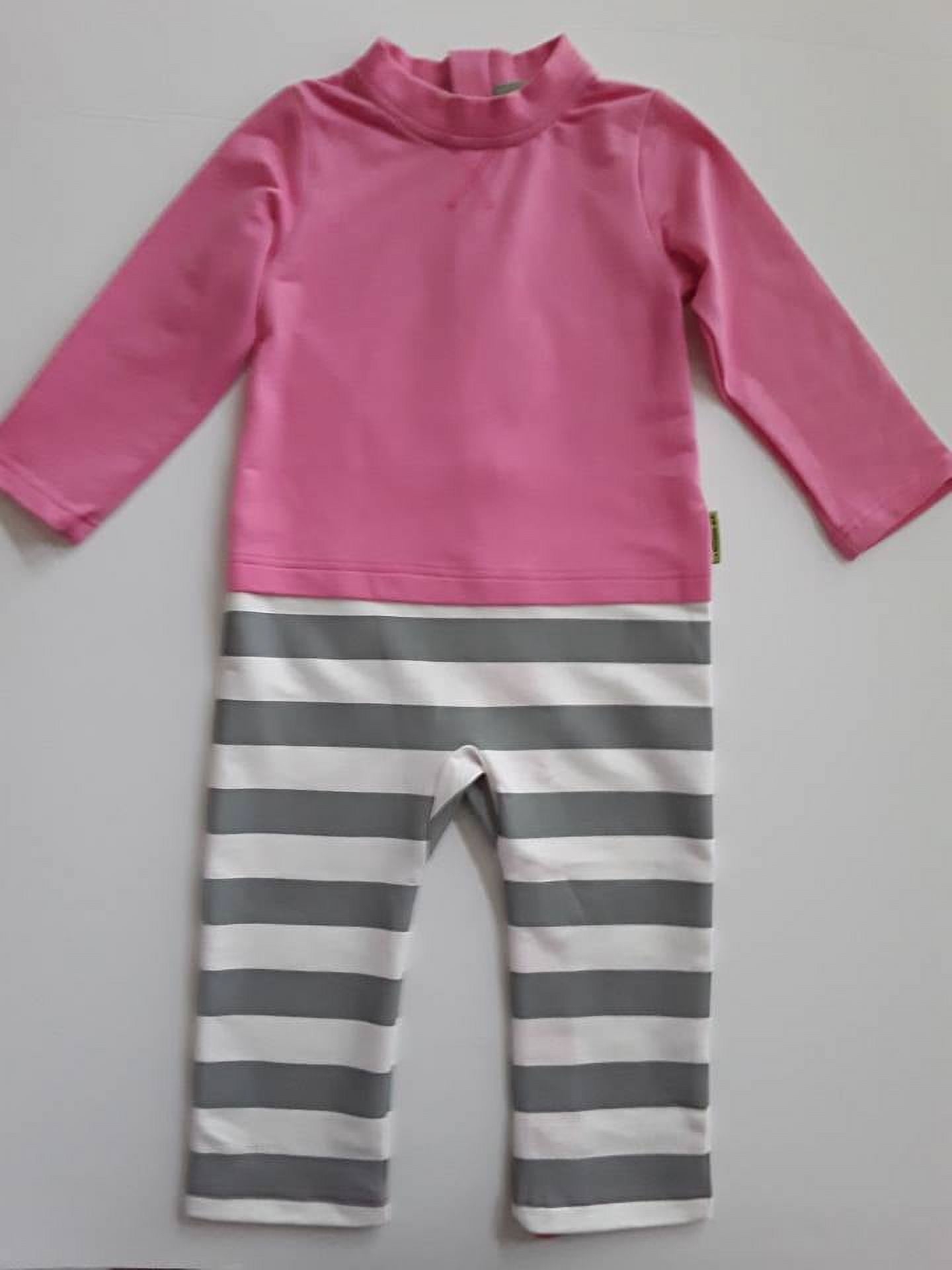 One Piece Strip-Proof Toddler Romper in Pink/Gray
