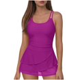 thumbnail image 1 of One Piece Swim Dress Swimsuits for Women Tummy Control Adjustable Straps Swimdress Skirt with Bottom Bathing Suit Beach Swimwear, 1 of 7