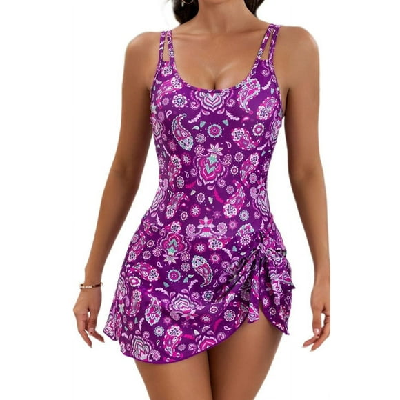 One Piece Swim Dress Swimsuits for Women Tummy Control Swimdress Skirt Bathing Suit
