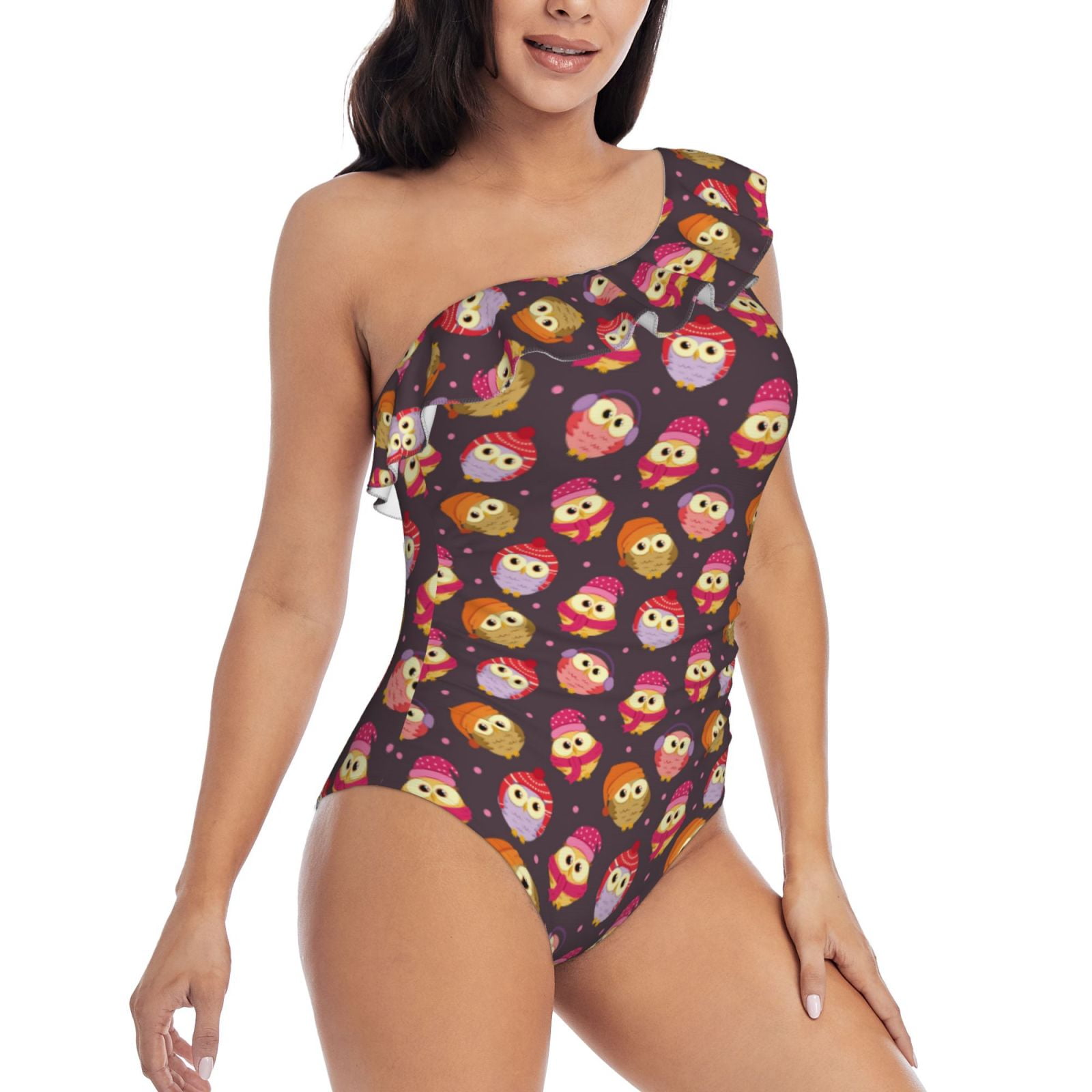 One Piece Swim Suits for Women 2024 Cute Chubby Owls Ruffle Bathing Suit for Women Tummy Control Walmart